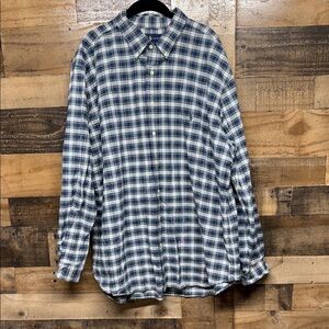 Ralph Lauren Blue Plaid Button Down Long Sleeve Shirt Classic Fit Men's Size 2XB